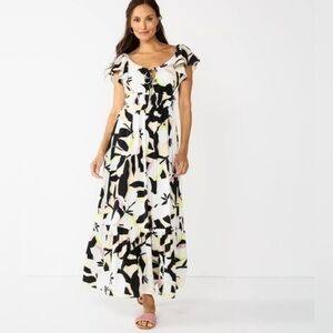 Nine West Black and White Abstract Maxi Dress